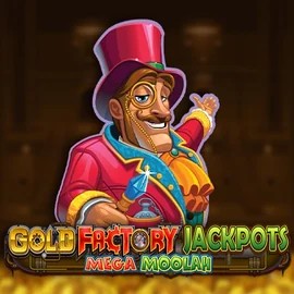 Gold Factory Jackpots Mega Moolah logo by Aurum Signature Studios at Spinit Casino