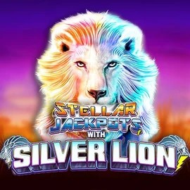 Stellar Jackpots with Silver Lion slot logo by Lightning Box Game at Spinit Casino